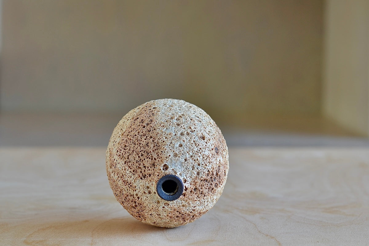 Heather Rosenman Cream to Brown with Stripes Vase Web