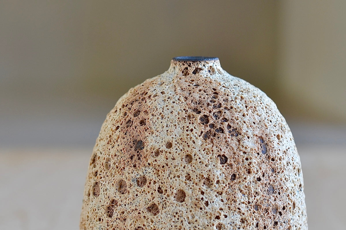 Heather Rosenman Cream to Brown with Stripes Vase Web