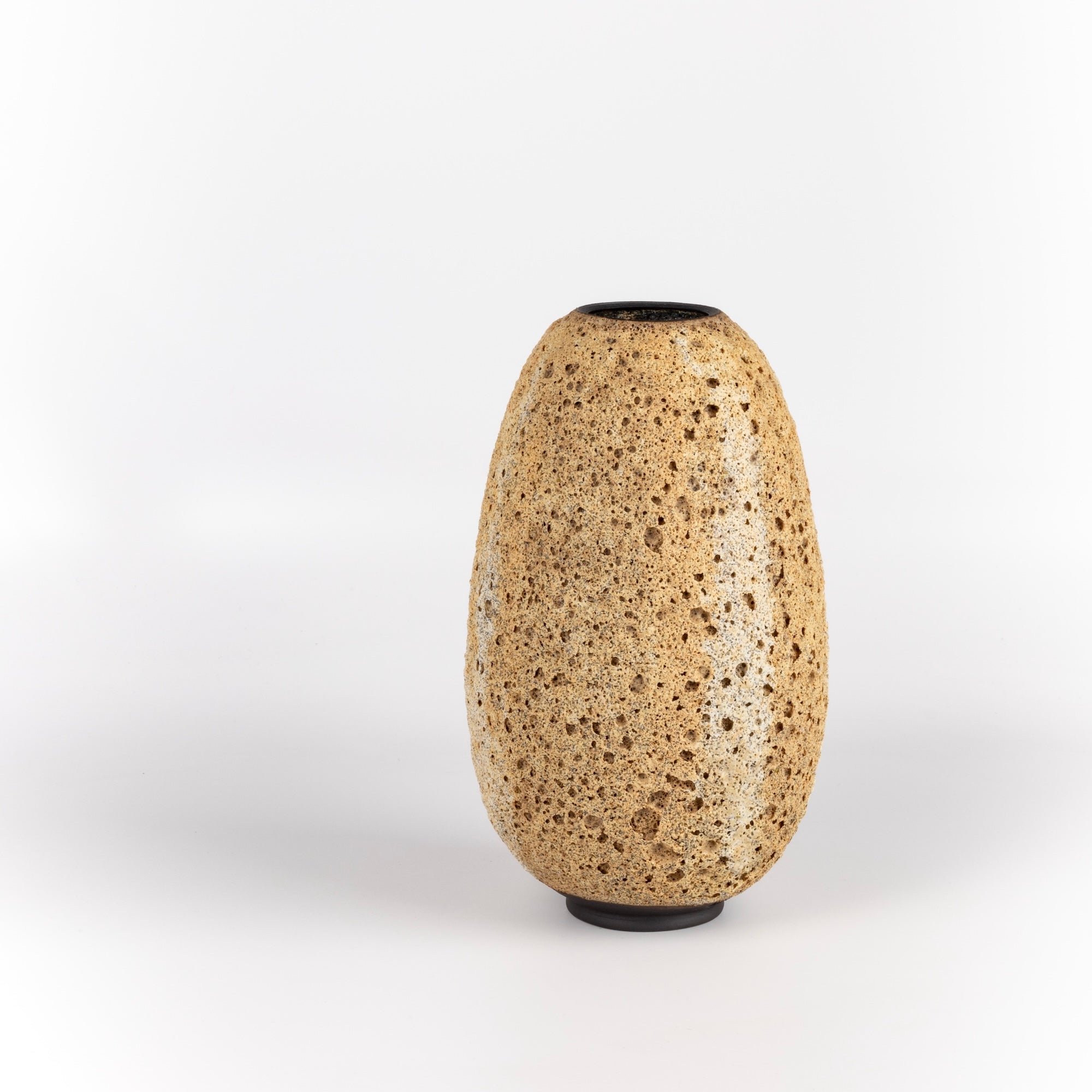 Heather Rosenman Tall Brown to Cream with Stripes Volcanic Vase