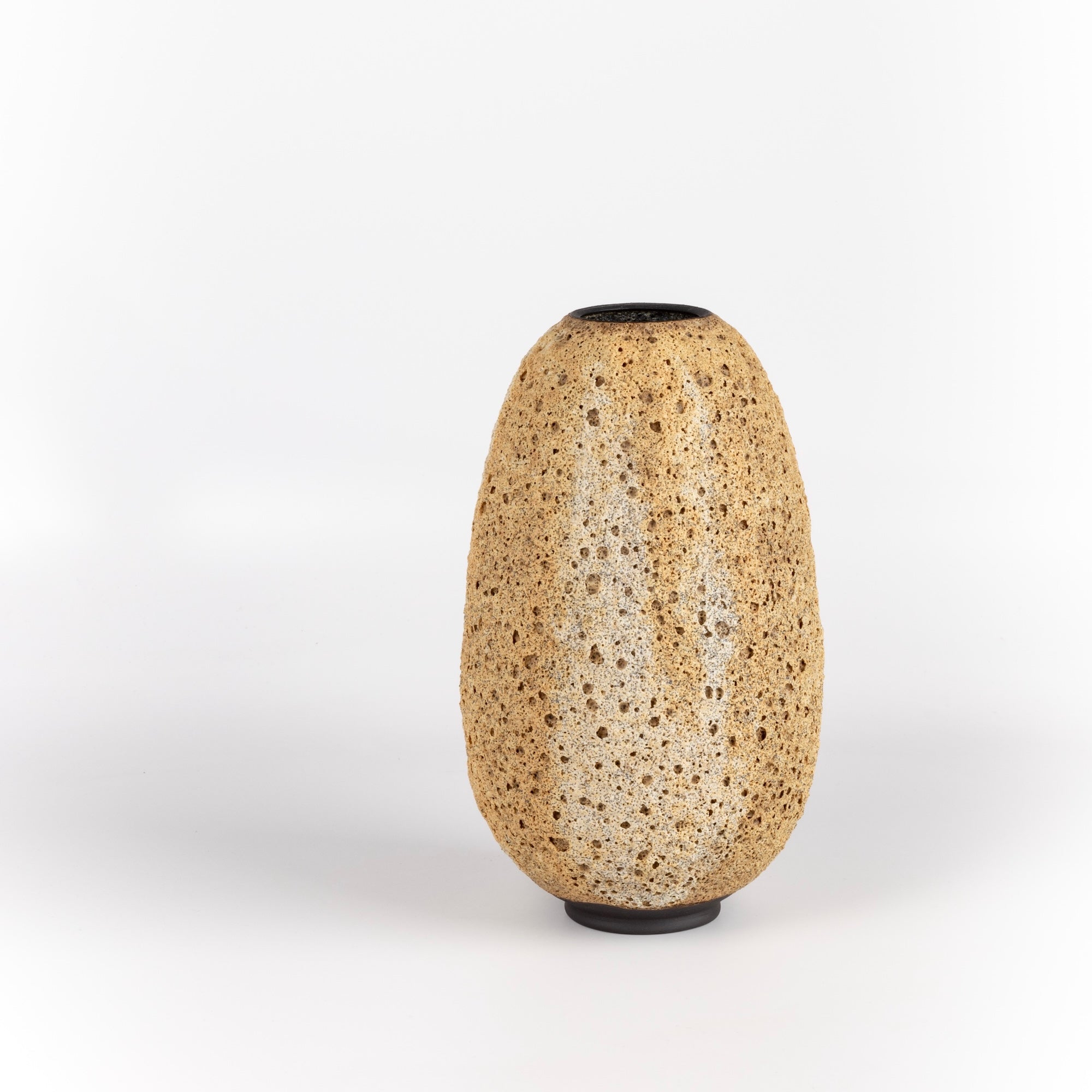 Heather Rosenman Tall Brown to Cream with Stripes Volcanic Vase